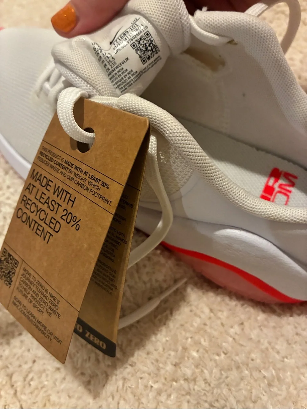 Nike Air Max Bella Women's White Sneakers with Coral-Red Accents